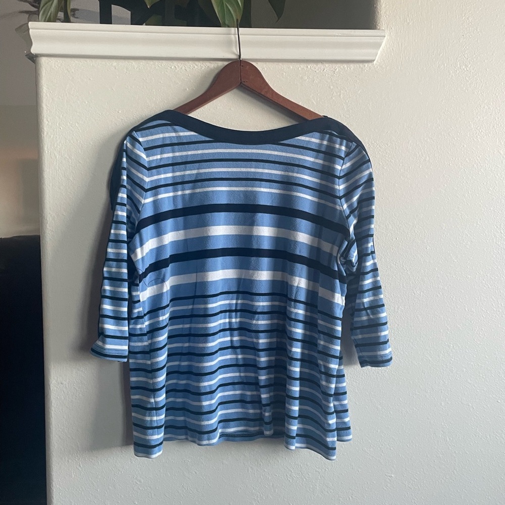 Chaps 3/4 Sleeved Striped Coastal Blouse